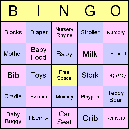 Baby Shower Bingo Card
