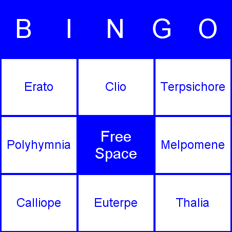 Muses Bingo Card