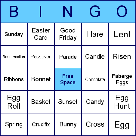 Easter Bingo Card