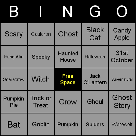Halloween Bingo Card